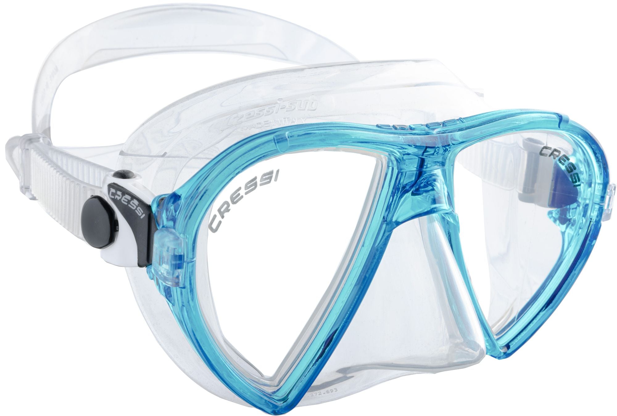 Cressi Ocean diving mask with clear and aquamarine frame