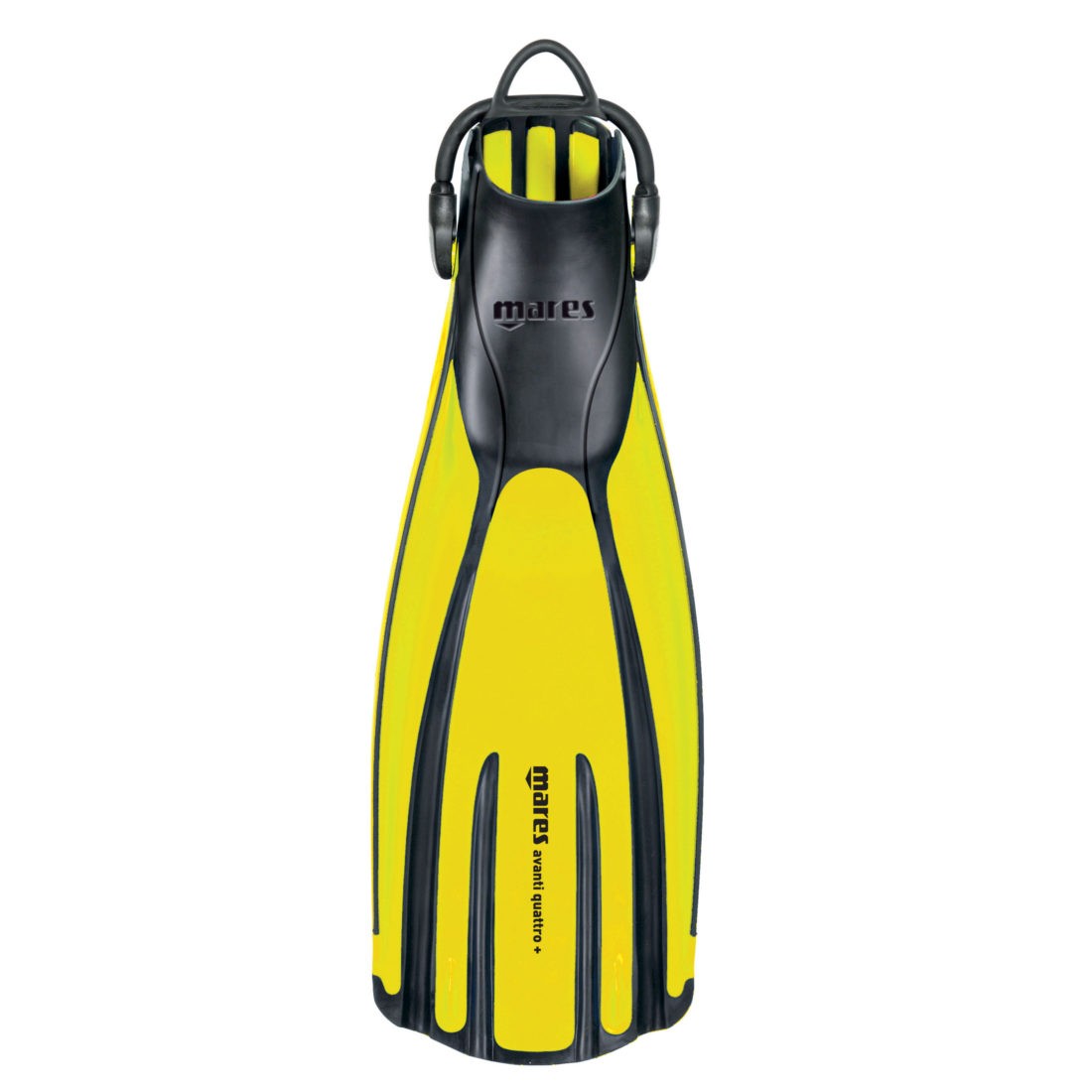 Yellow and black Mares Avanti Quattro+ open-heel scuba fin